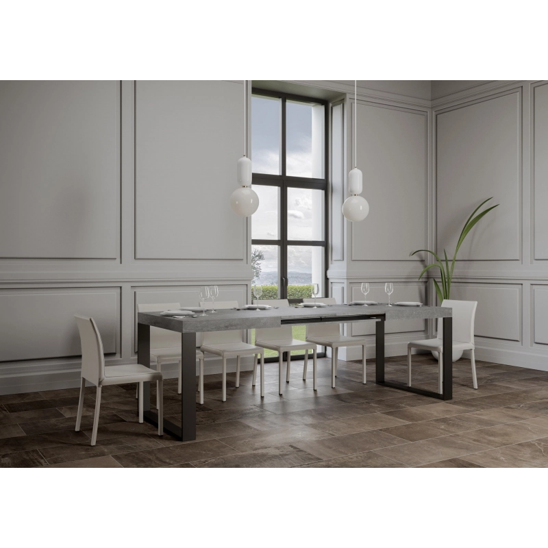 Tavolo allungabile 90x160/264 cm Tecno telaio Antracite - Cemento