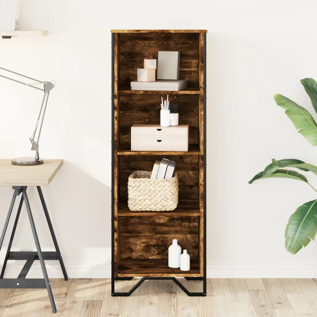 Libreria-Scaffale per Libri-Mobile di Stoccaggio Rovere Fumo 50x31x137,5 cm in Truciolato