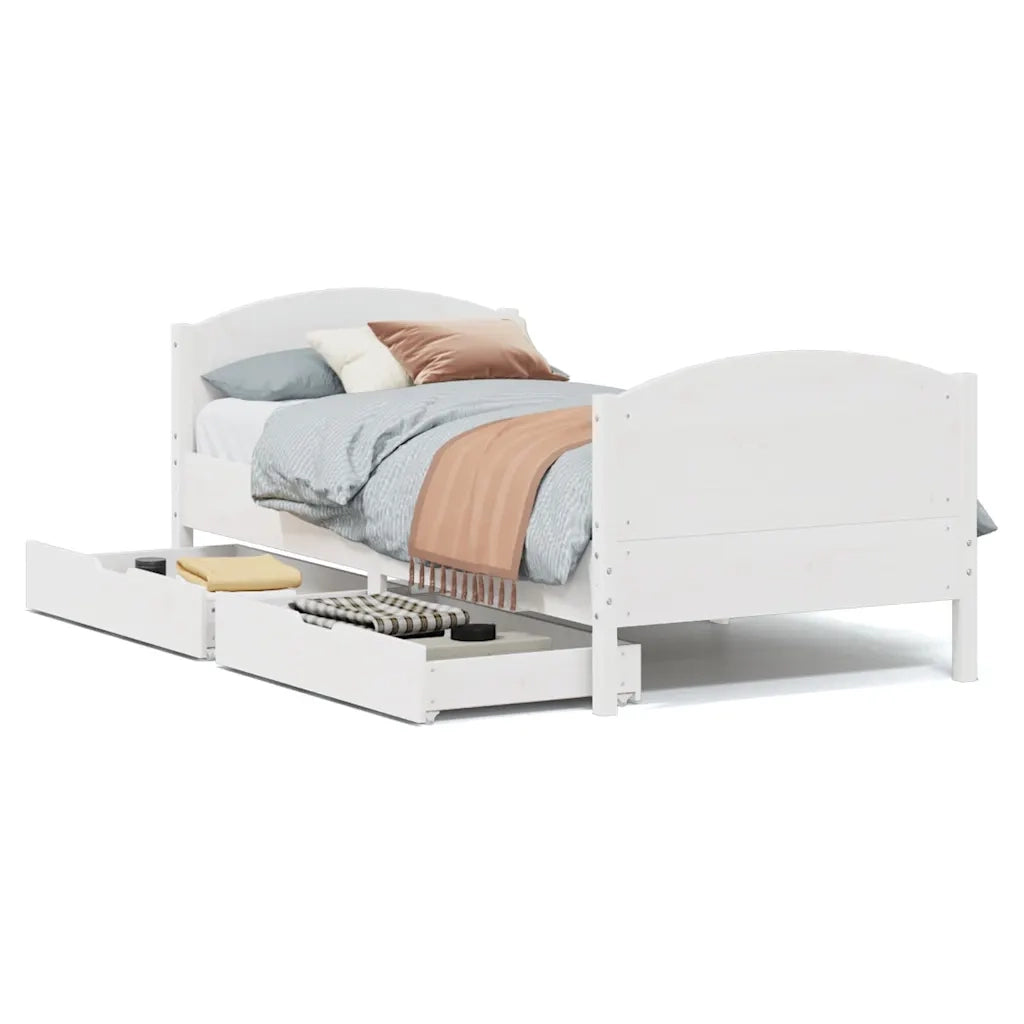Giroletto senza Materasso-Struttura Letto Bianco 100x200 cm Legno Massello Pino 108521