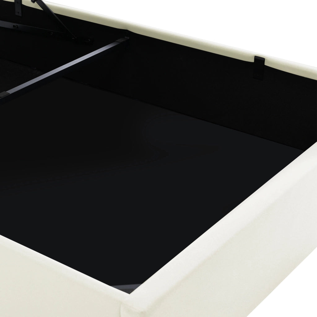Letti contenitori 140x200 cm; contenitore sollevabile con LED; PU bianco (Senza materasso)
