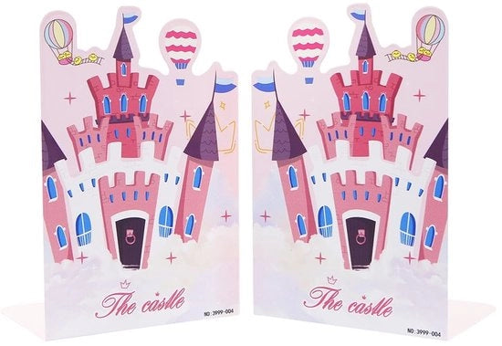 Sostegno per Libri con Castello Colorato - Sostegno per Libri in Metallo - Antiscivolo - Organizzatore per Ufficio - Libreria per Bambini - 20,5 x 13,5 x 10 cm - Ideale per i Bambini