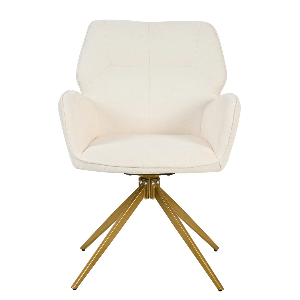 Sedia da Pranzo Girevole Set 2 ¨C MINIMAL ¨C Velluto Crema, Gambe in Metallo