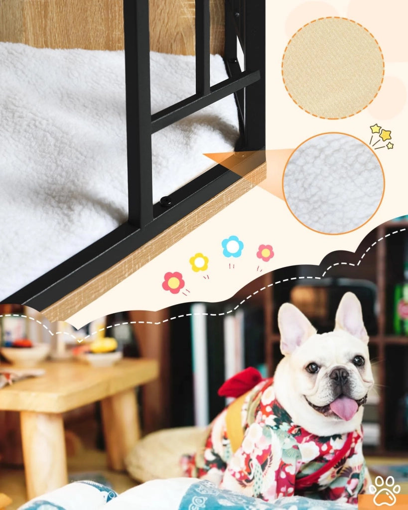 Gabbie per Cani da Interno, Gabbia per Cani ad Angolo, 111x60x67cm Kennel Cane Grande Media, Gabbia in Legno Decorativa con Porta Bloccabile, Sopporta Massima di 70kg
