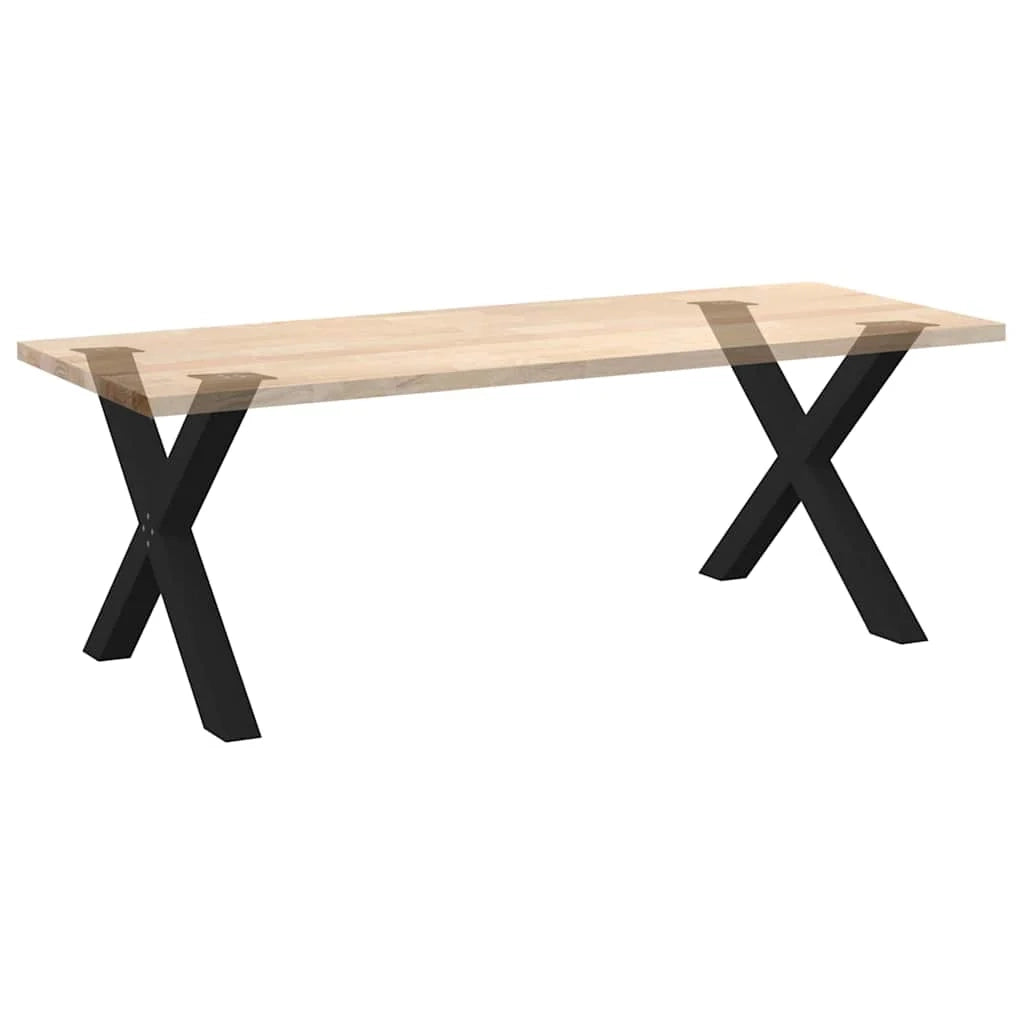 Set di 2 gambe robuste per tavolo da pranzo a forma di X 90 x 72-73 cm con piedini livellatori design moderno acciaio nero 02_0057256