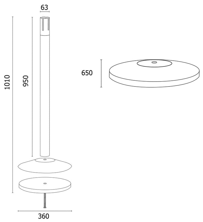 Colonnina in Metallo Nero Opaco Ø36x101 cm Senza Nastro