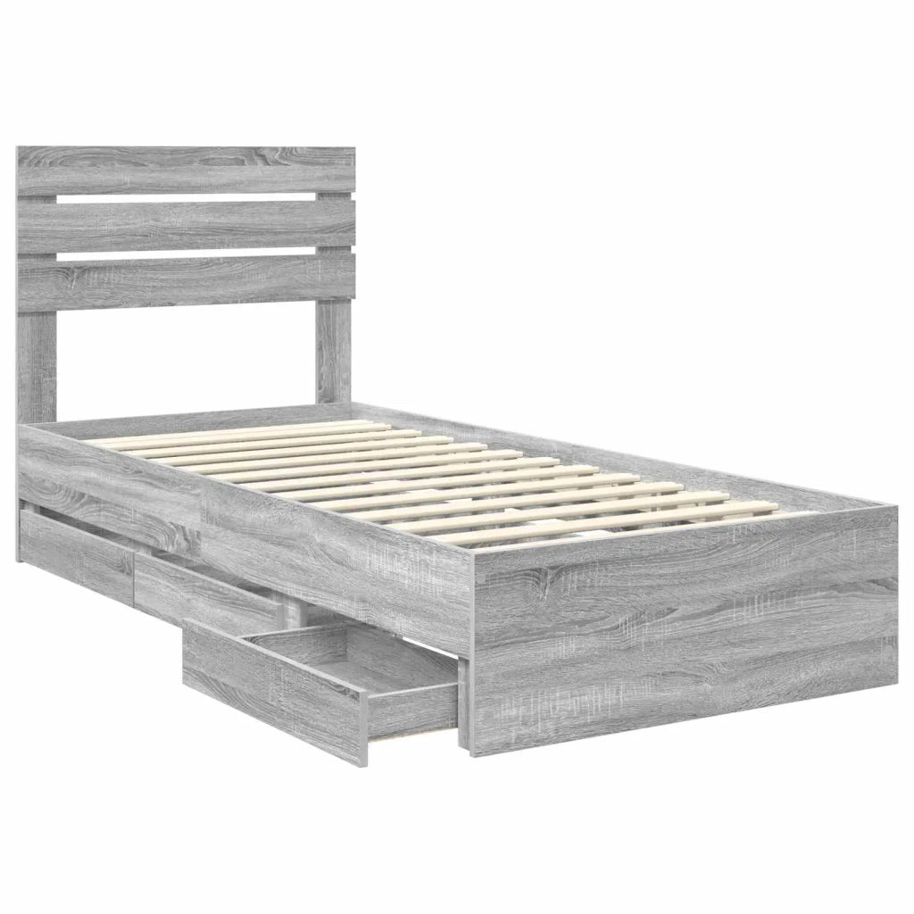 Struttura del letto con cassetto Grigio Sonoma 75 x 190 cm 3411543