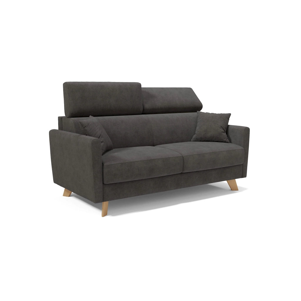 Francy Divano letto matrimoniale con poggiatesta regolabili in tessuto impermeabile e smacchiabile T17 180 cm (mat. 140x197) antracite