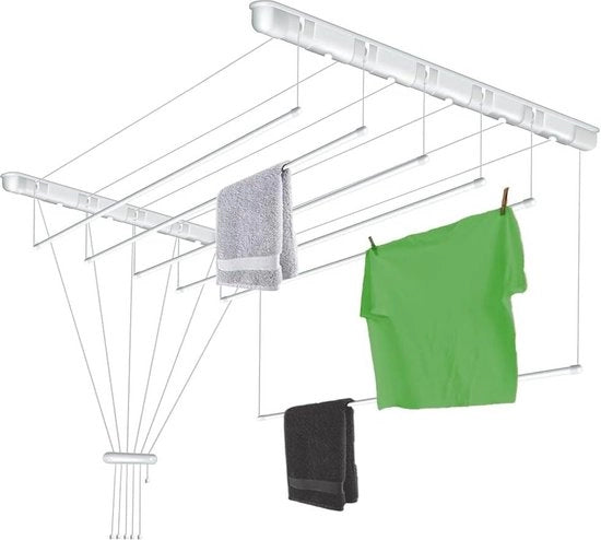 Asciugamano da soffitto - Raddrizzatore di asciugamano spazievendente 6 x 110 cm per doccia - Accessori per la cabina doccia - Montaggio da soffitto - Bianco