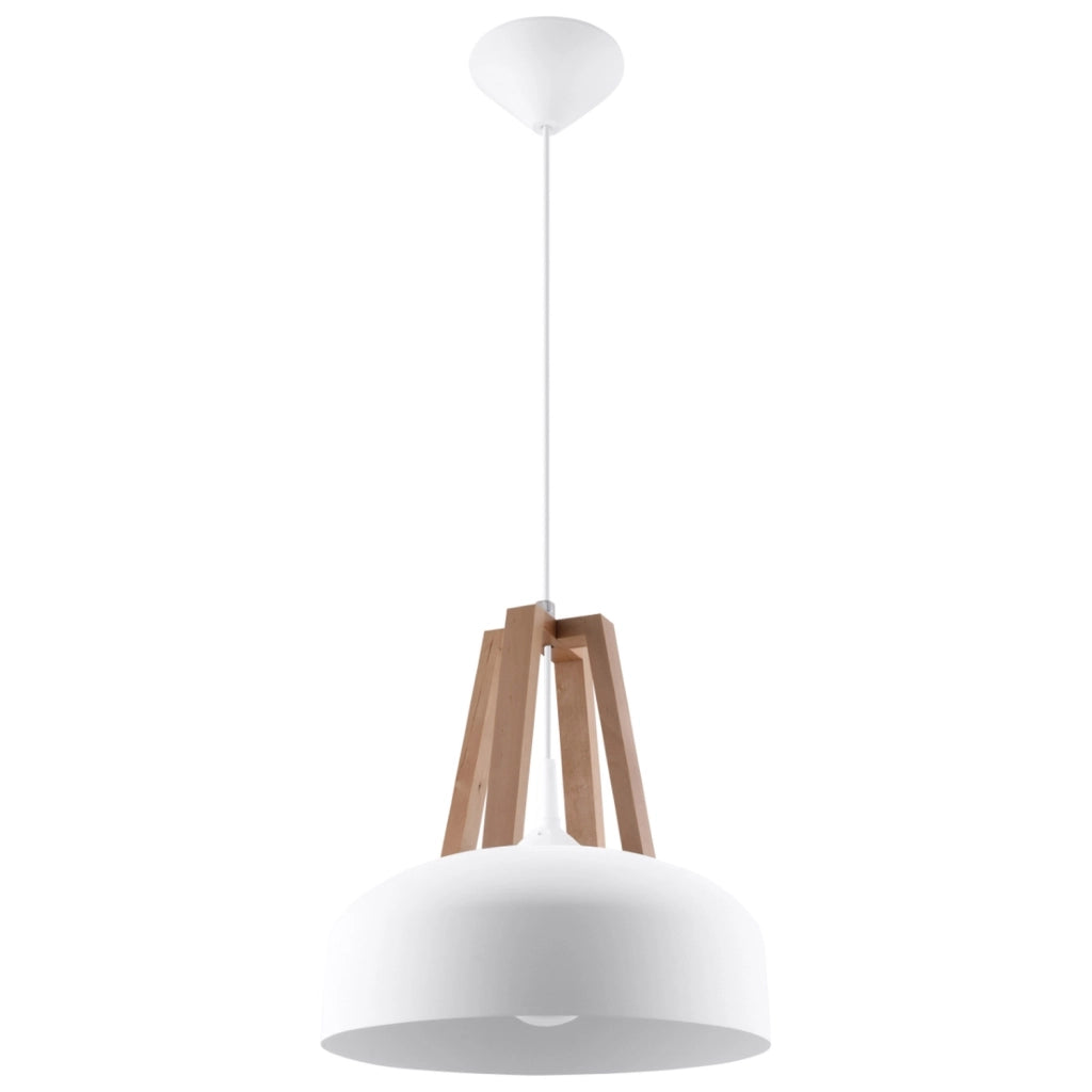 Lampada a sospensione KUPOLA bianca/legno Pure Lume