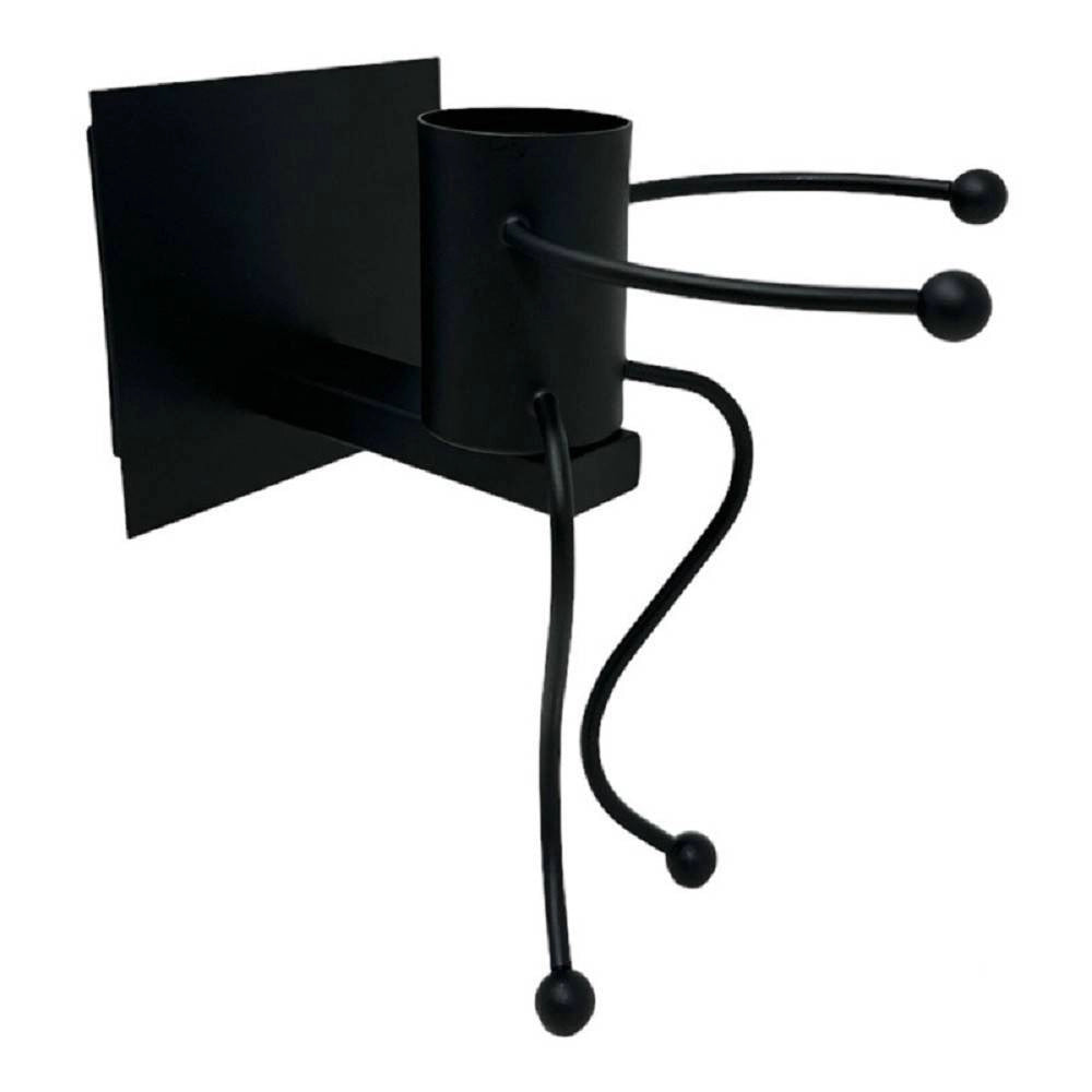 Trade Shop - Applique Da Parete Decorativo Forma Di Omino Seduto In Metallo Attacco E27 Aq51 - Nero