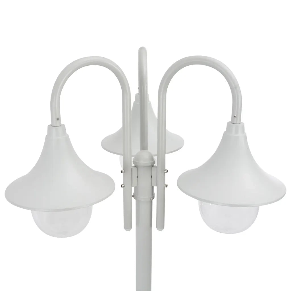 Lampione da Giardino E27 220 cm in Alluminio 3 Lampade Bianco CFW7877317