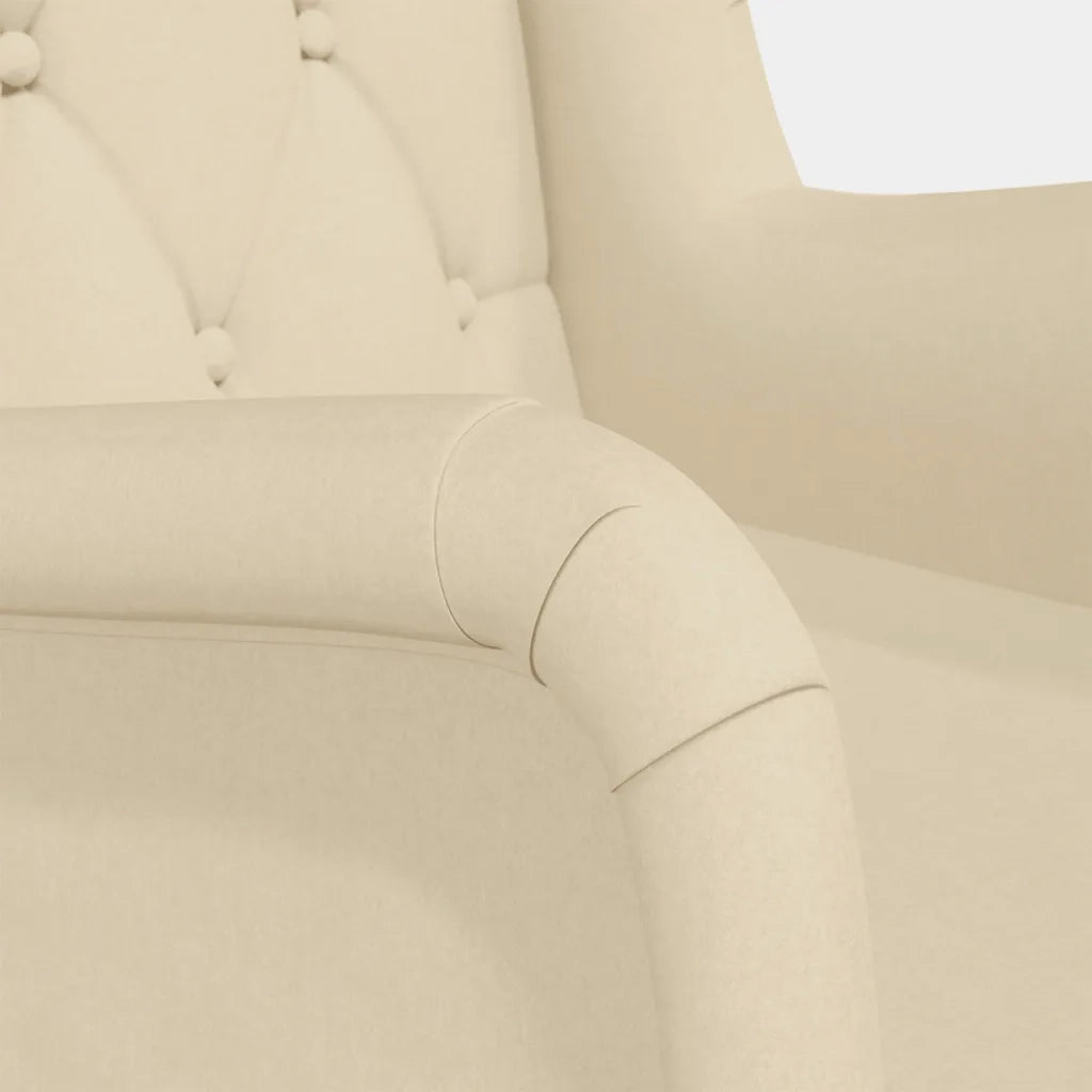 Poltrona Gambe a Dondolo in Legno di Hevea Crema in Tessuto 329414