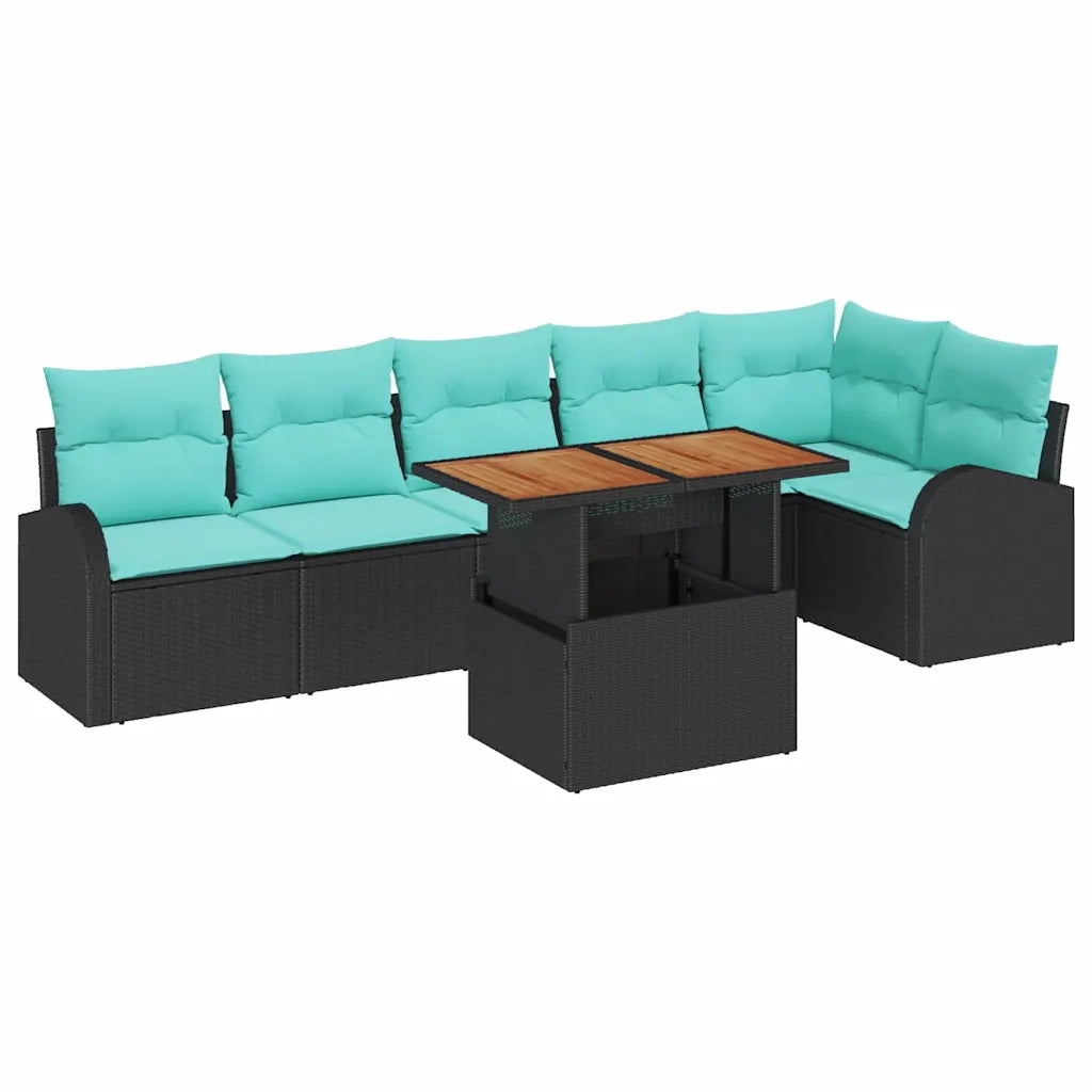 Set Divano da Giardino con archiviazione 7 pcs Nero Poly Rattan 3358335