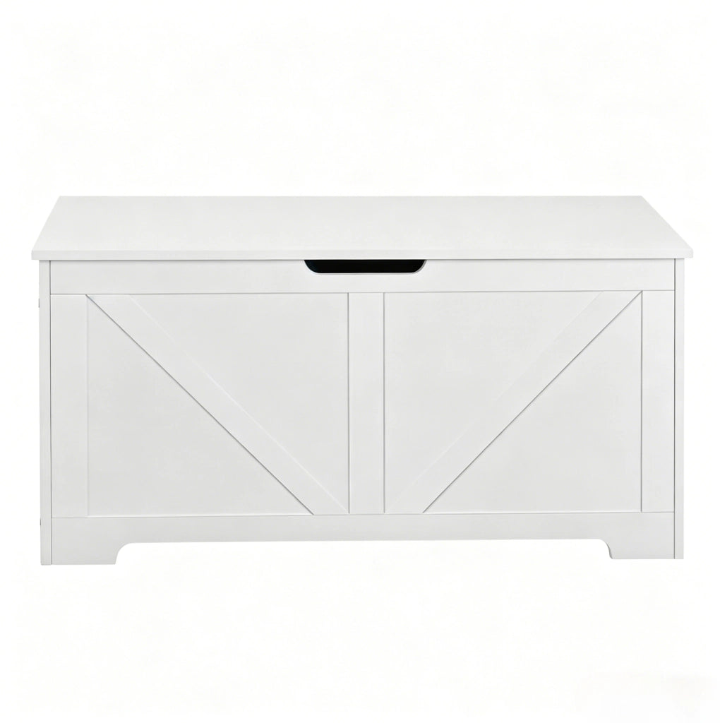 Panca contenitore con coperchio a cerniera; 76 L; in legno composito bianco