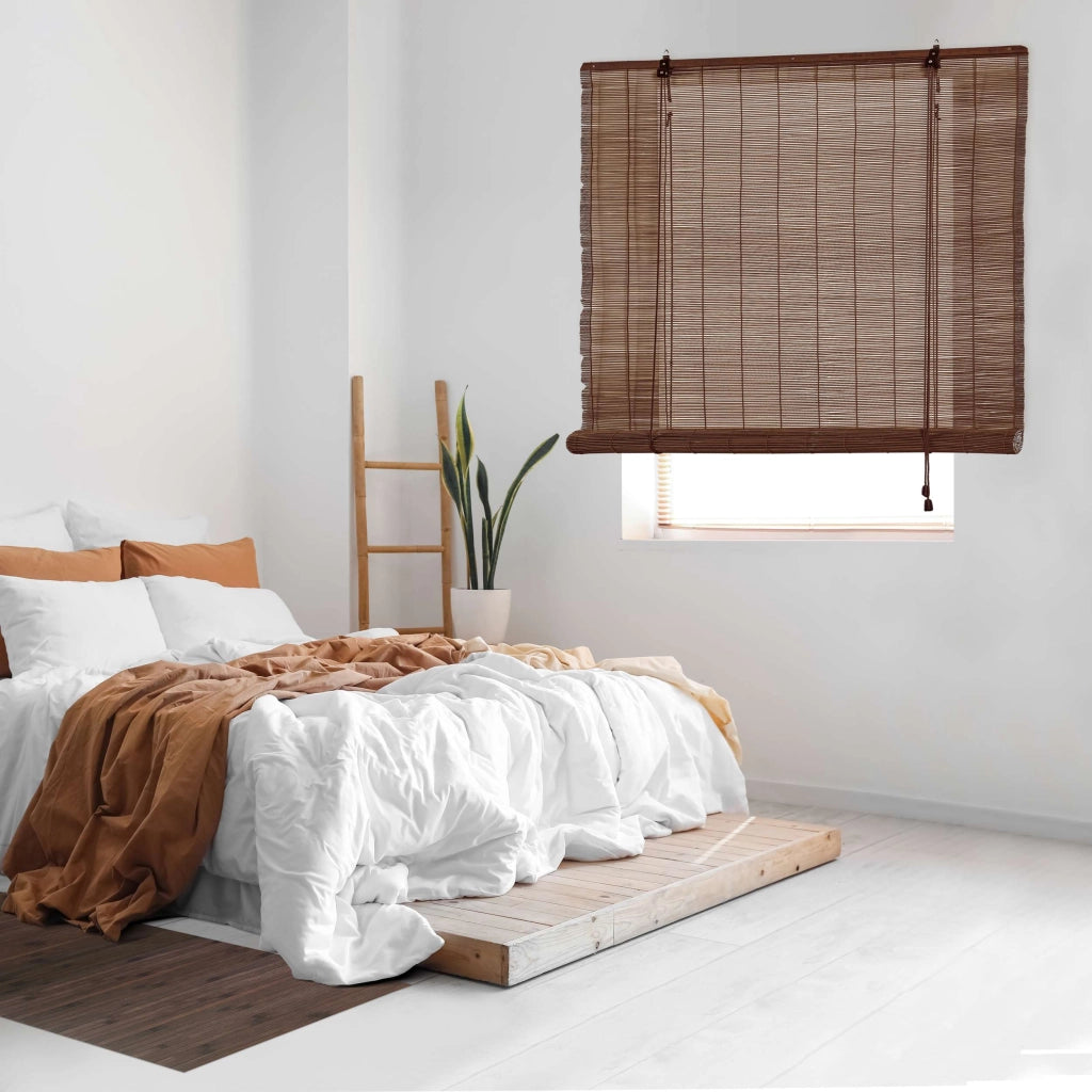 Tenda a rullo oscurante in bamboo naturale Marrone scuro 120x175 cm
