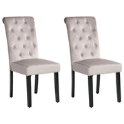 Set di 2 Sedie da Pranzo Tessuto Velluto Grigio Glam Design Moderno Gambe in Legno Nero