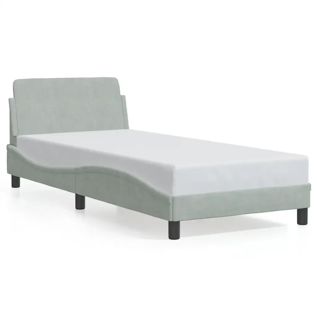 Letto singolo | Letto per adulti | Giroletto Dover Grigio Chiaro 90x200 cm Velluto