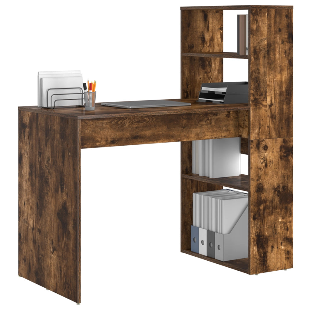 Scrivania con archiviazione Rovere Affumicato 113x54x120 cm Legno ingegnerizzato