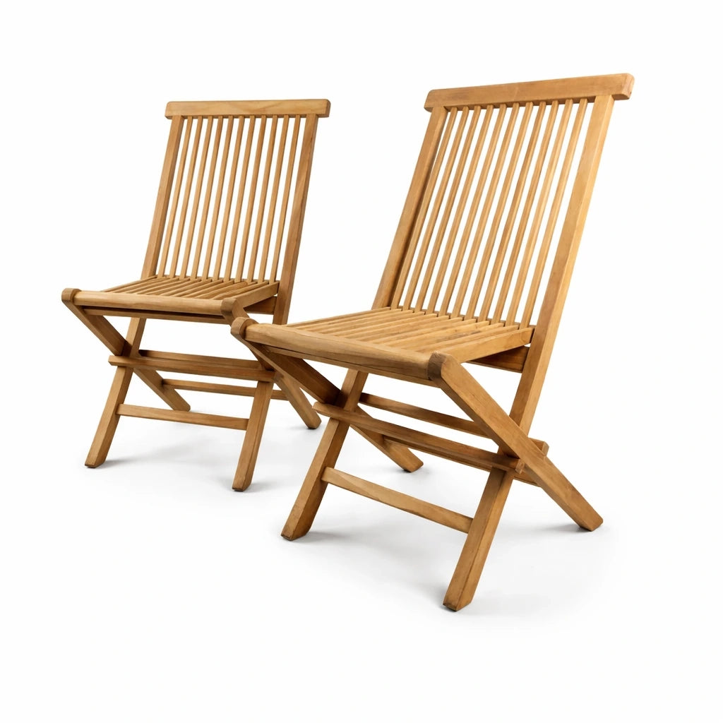 Set di 2 Sedie Pieghevoli in Teak – Pinta