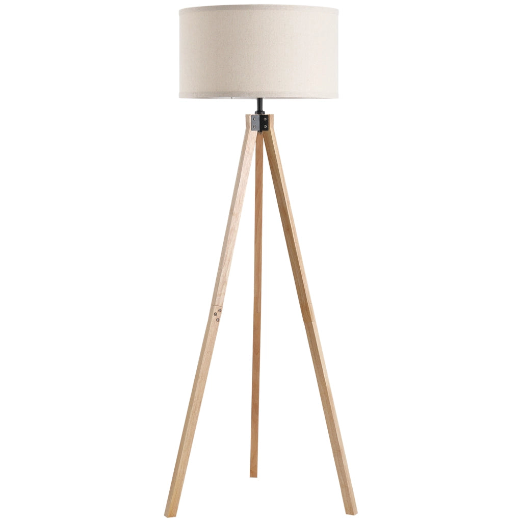 Lampada a Treppiede Stile Scandinavo ¨C zephmum ¨C Legno di Pino Lino Beige 45x45x152 cm
