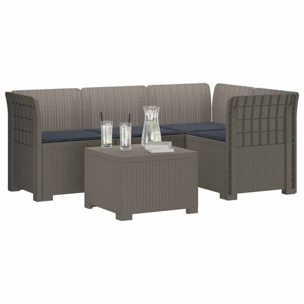 Divano da giardino 4 posti con cuscini aspetto rattan PP 3444013