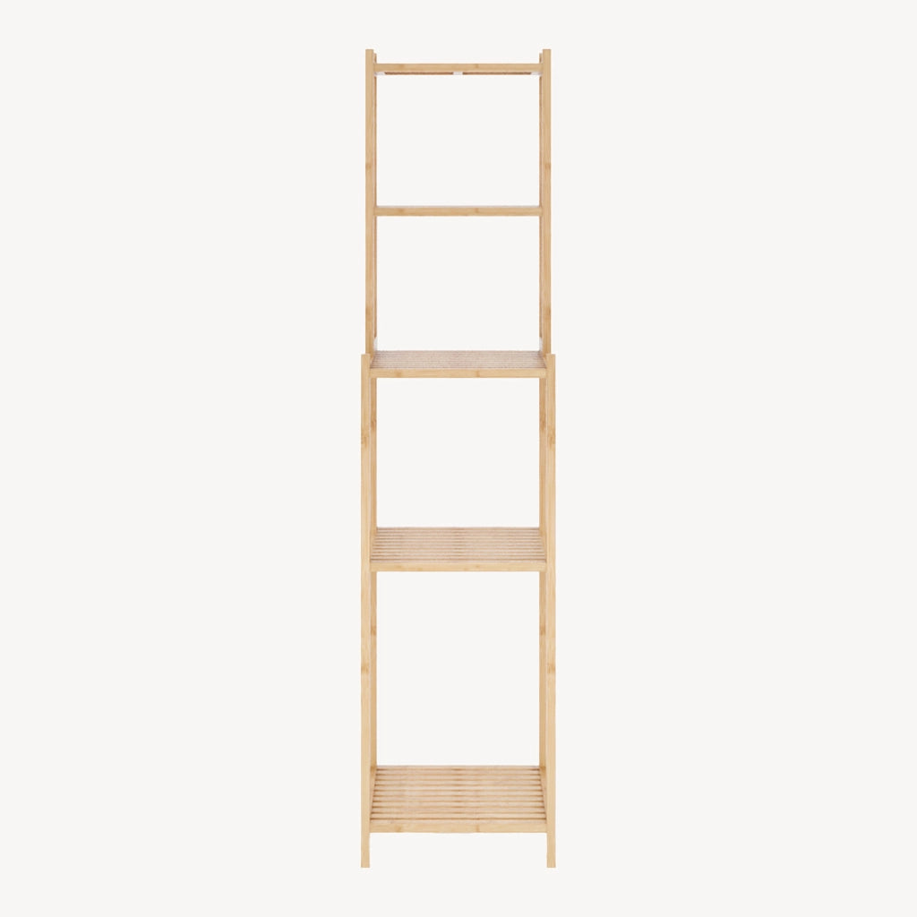 Scaffale da Bagno Anun in Bambù con 4 Scomparti Aperti 128 x 30 x 30 cm - Color Naturale [en.casa]