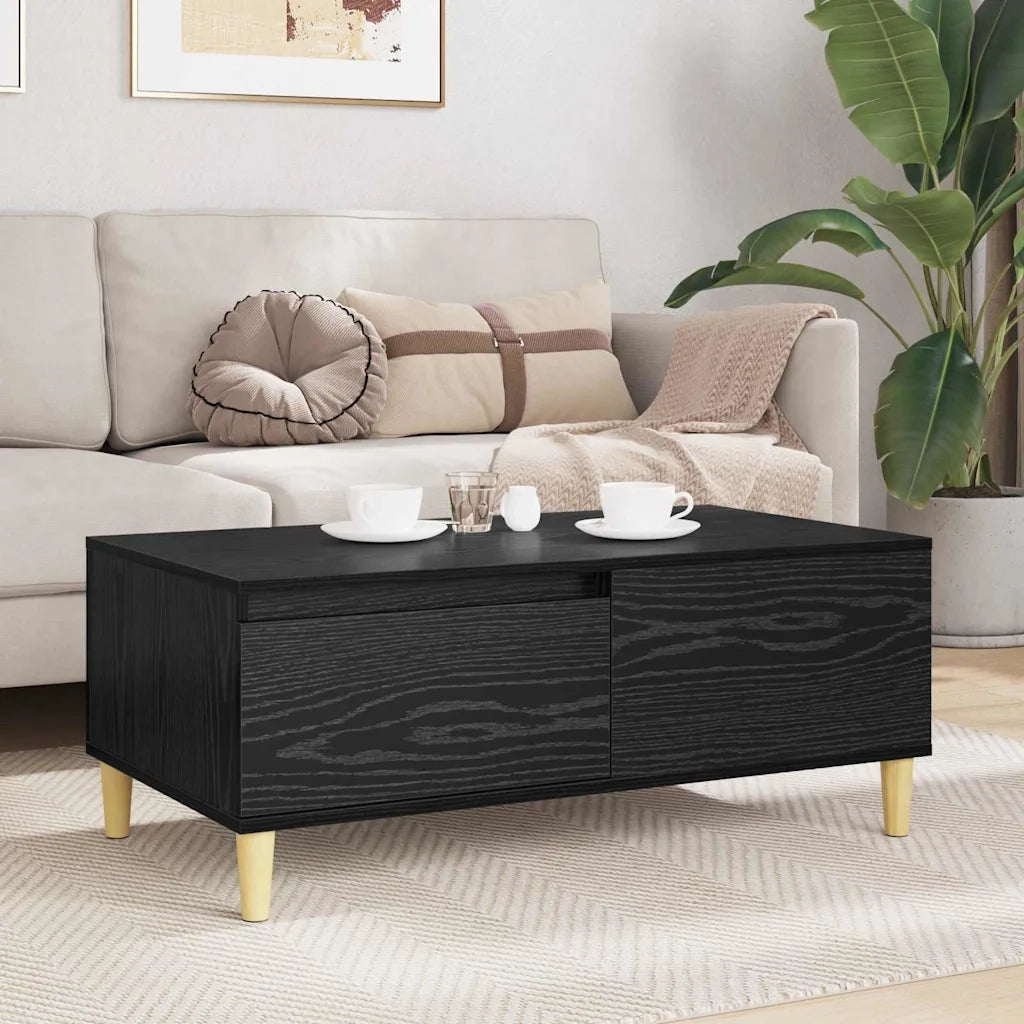 Tavolino da salotto con cassetto Rovere Nero 90 x 50 x 35 cm