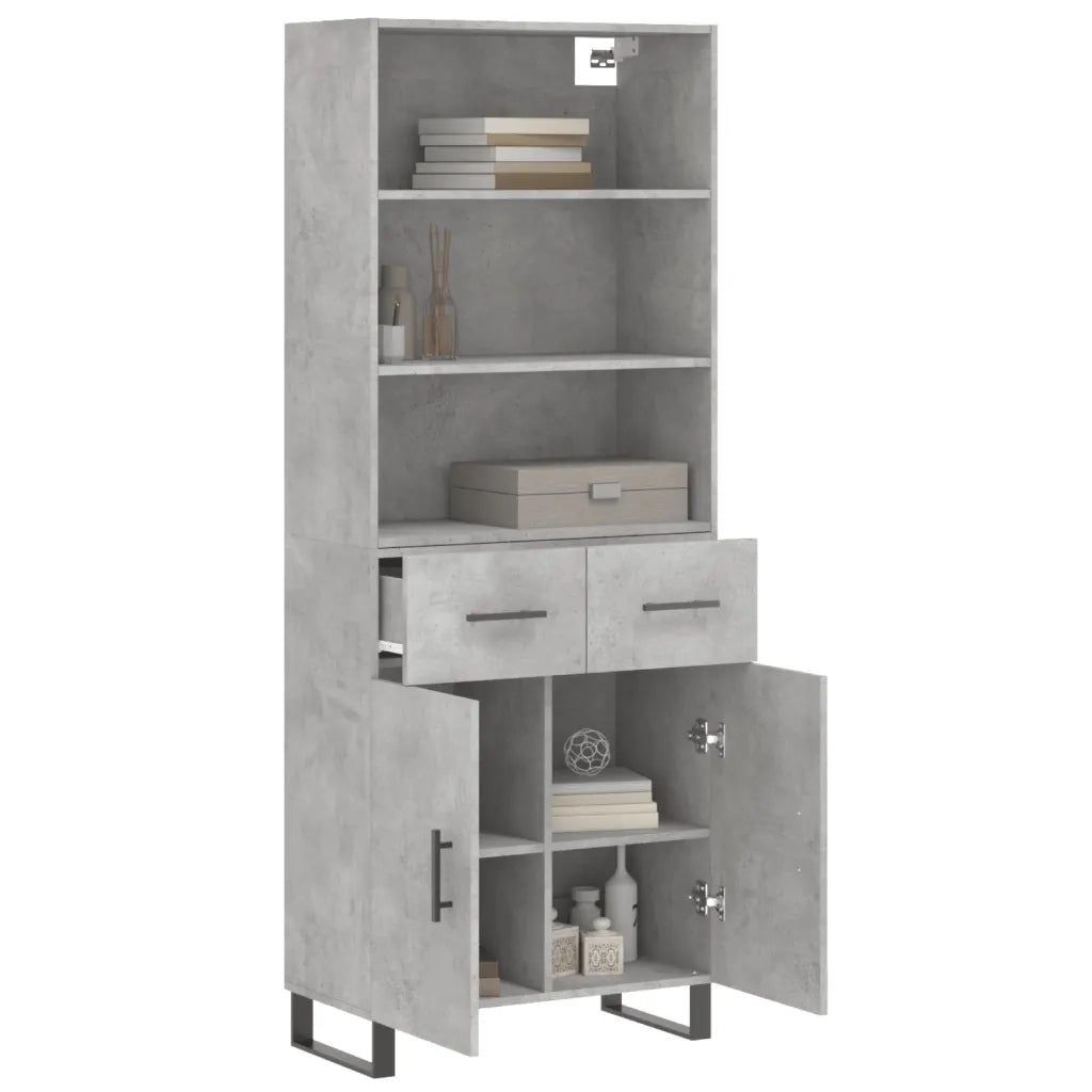 Credenza | Madia | Buffet da pranzo | Armadio da pranzo Grigio Cemento 69,5x34x180 cm in Legno Multistrato