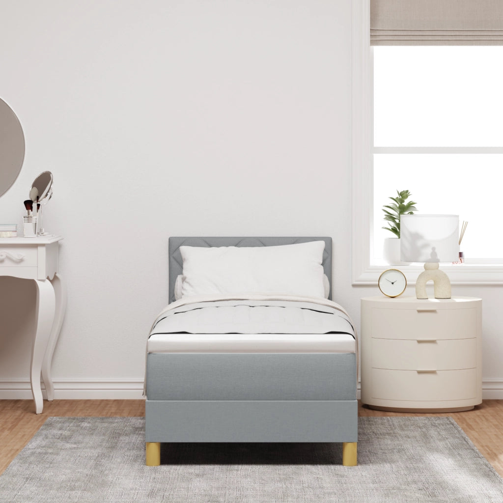 Letto Box Spring con Materasso & LED Grigio Chiaro 80x200 cm Tessuto