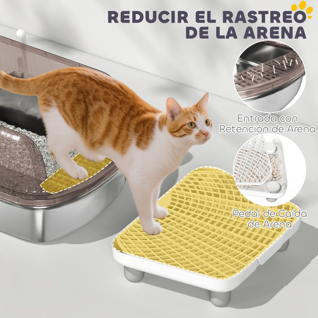 Arenero per Gatti Coperto con Vassoio in Acciaio Inossidabile ¨C Zephmum ¨C Grigio