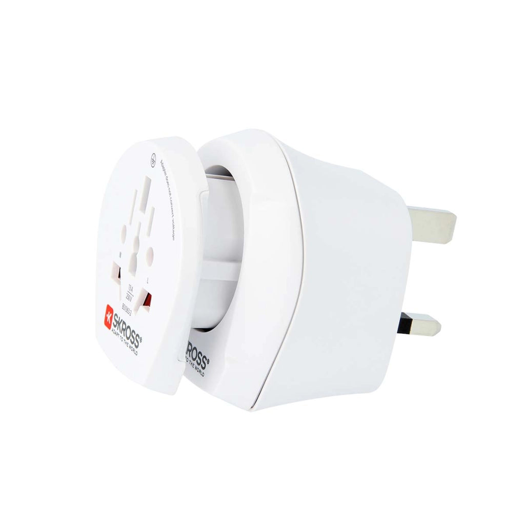Adattatore da viaggio universale 2 in 1 per l'Inghilterra 13A Bianco Skross