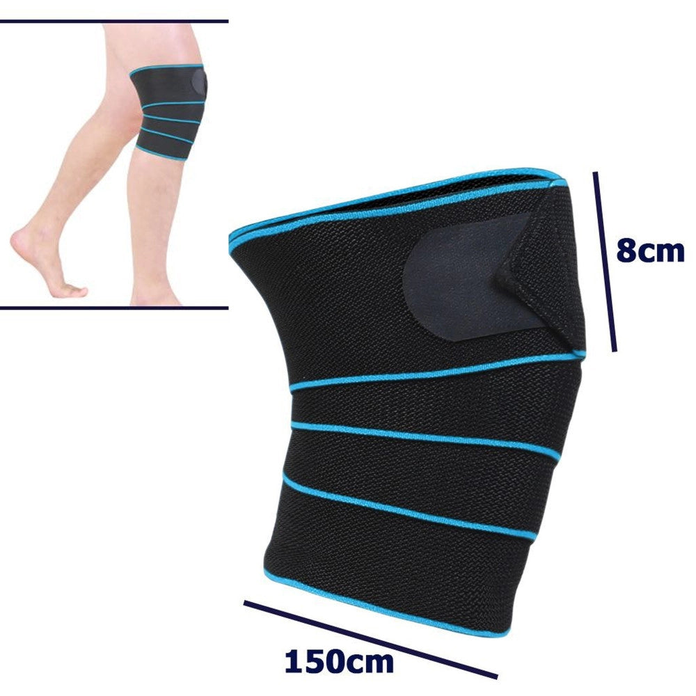 Trade Shop - Coppia Supporto Tutore Benda Per Ginocchio Fascia Per Corridori 150x8cm Blu -