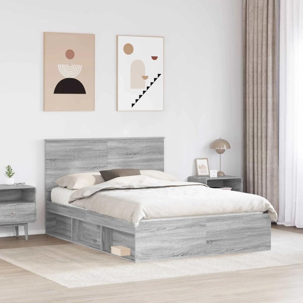 Struttura del letto Grigio Sonoma 140 x 190 cm Pino massello