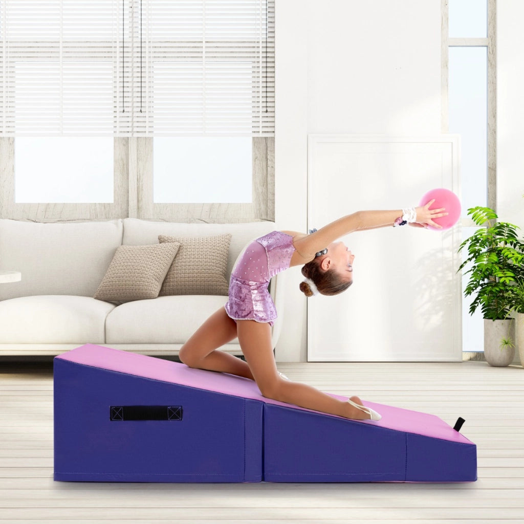 Tappetino da ginnastica a forma di cuneo per casa-Tappetino yoga pieghevole con schiuma EPE e pelle antiscivolo Viola