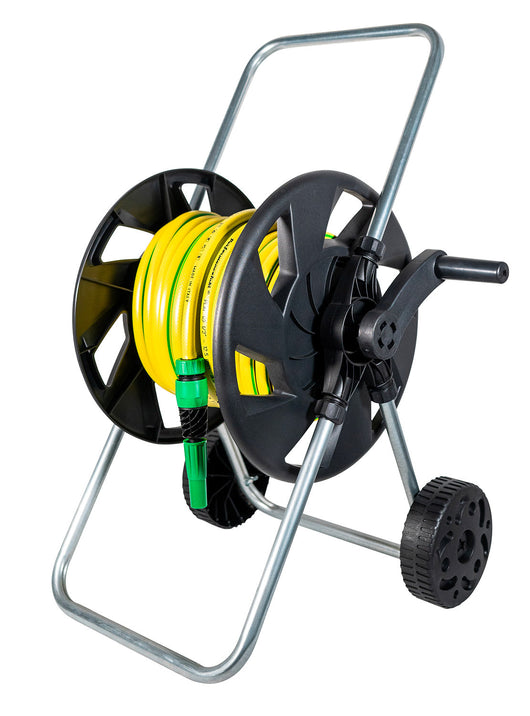 Carrello Avvolgitubo Manuale in Acciaio con Tubo 25 mt e Accessori Agrati Nero