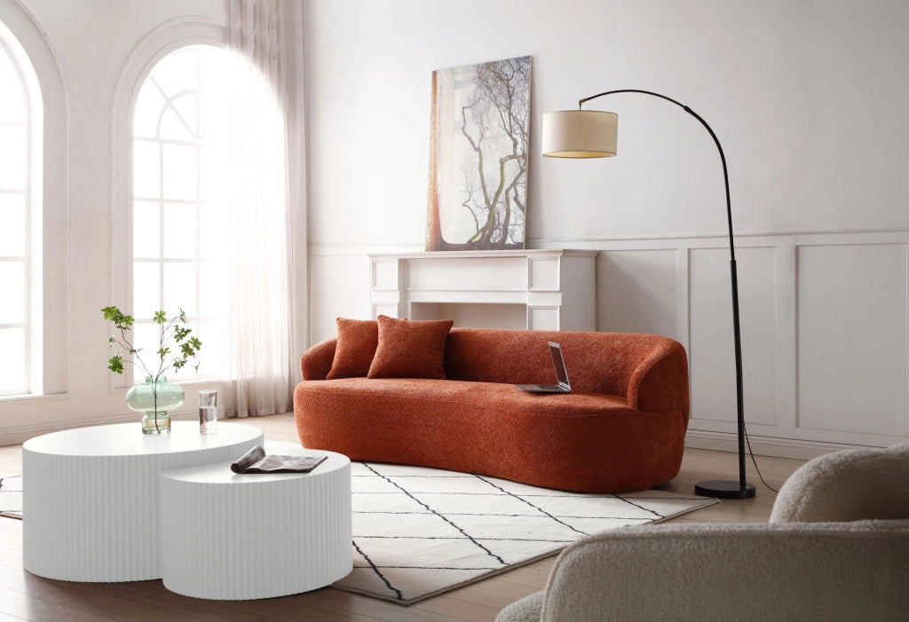 Set di 2 tavolini da caffè a incastro in MDF bianco Ø60/40 cm