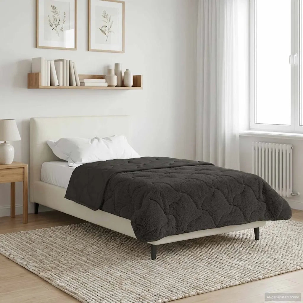 Duvet Estivo Antracite 135 x 200 cm Microfibra e Fleece Teddy 42026157