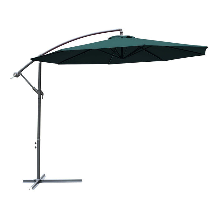 Ombrellone da Giardino Decentrato Ø3m in Metallo e Poliestere Verde