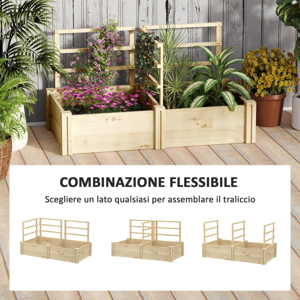 Letto per Orto con Tralicci e Fioriere in Legno di Abete ¨C zephmum ¨C 119x62.5x64 cm
