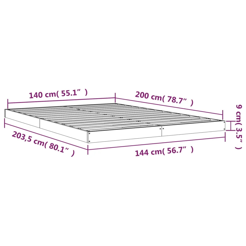Giroletto senza Materasso Bianco 140x200 cm Legno Massello Pino 823445