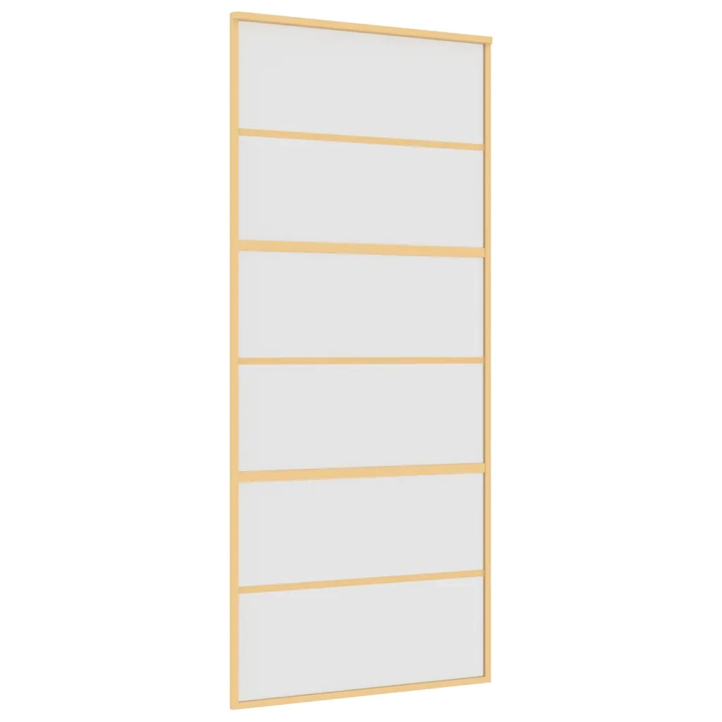 Porta Scorrevole Dorata 90x205 Vetro Smerigliato ESG Alluminio 155164