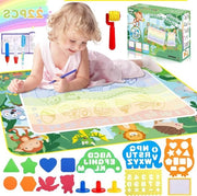 Tavolo di Disegno con Acqua per Bambini 1 2 3 Anni 120 x 90 cm - Giocattolo Educativo Riciclabile - Set di Strumenti per la Pittura - Repellente alla Sporcizia - Ragazzi e Ragazze