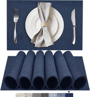 Set di tappeti di plastica vinile da tavola da 6 pezzi, anti-slip, resistente al calore, lavabile (nero scuro)