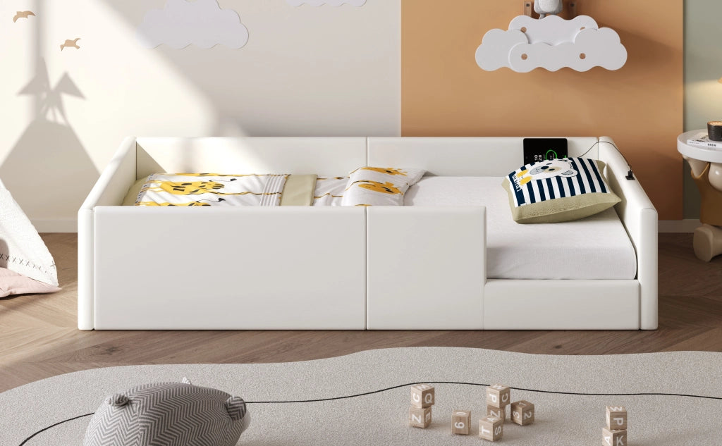 letto a piattaforma imbottito mdf pu bianco 90 x 200 cm