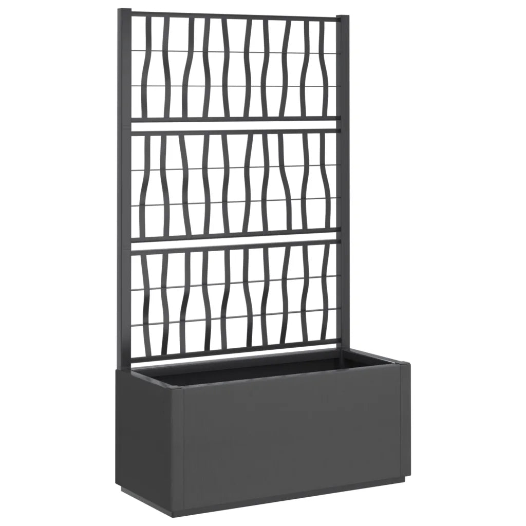 Fioriera | Cassetta per fiori | Vaso da Giardino con Traliccio Grigio Scuro 80x36x140 cm PP