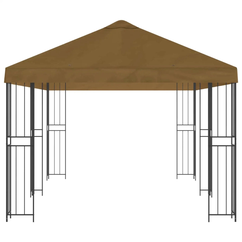 Gazebo con pareti laterali 6 x 3 m Tortora Poliestere e Acciaio