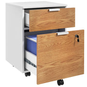 Cassettiera con Ruote 2 Cassetti ¨C Zephmum ¨C 42x40x60 cm Bianco e Naturale