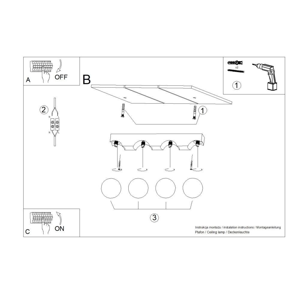 Lampada a sospensione BULBO Peach Puff a 4 luci in legno e vetro, design moderno