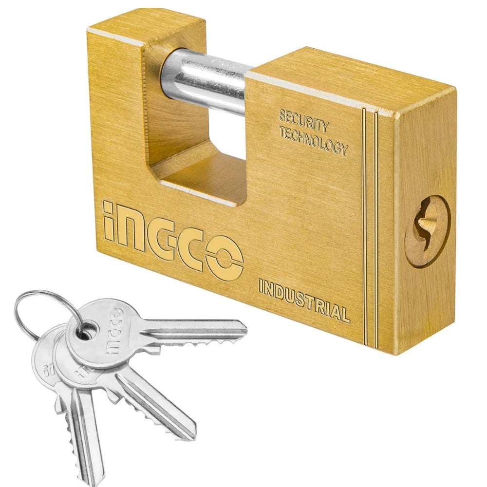 Lucchetto rettangolare ottone massiccio cilindro acciaio 3 chiavi sicurezza *** lunghezza 70 mm, confezione 1