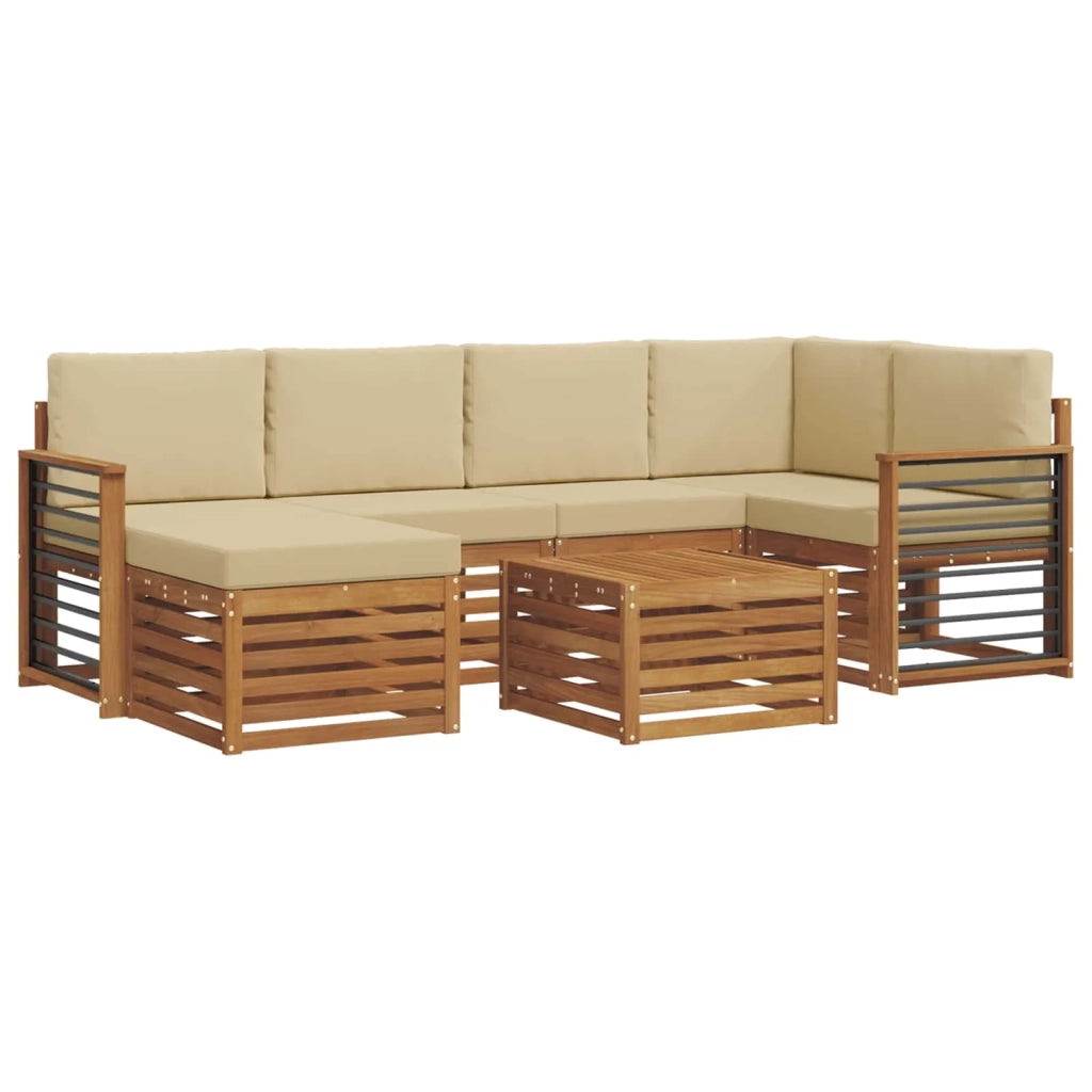 Set divano sezionale con cuscino 7 pcs Naturale e Beige